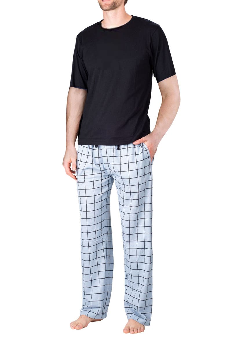 SLEEPHERO Knit Brushed Grid Flannel Pajamas, Main, color, Windowpane