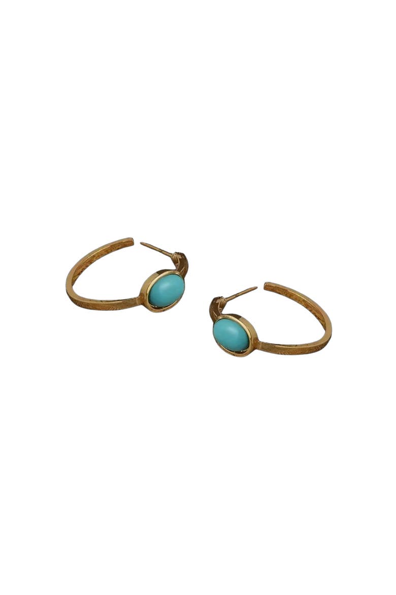 Turquoise Oval Mini Hoops, Main, color, Blue-Green
