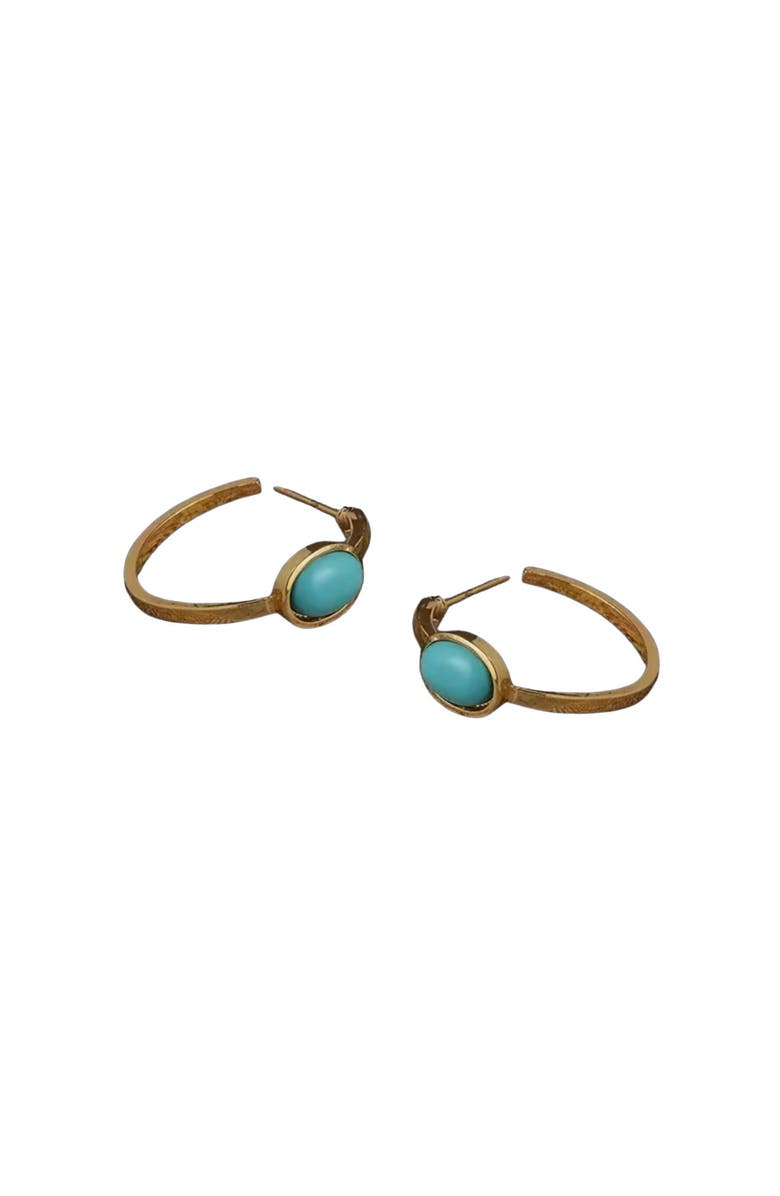 Erin McDermott Jewelry Turquoise Oval Mini Hoops, Main, color, 