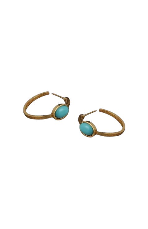 Turquoise Oval Mini Hoops