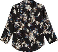 AK ANNE KLEIN Floral Popover Crêpe de Chine Top