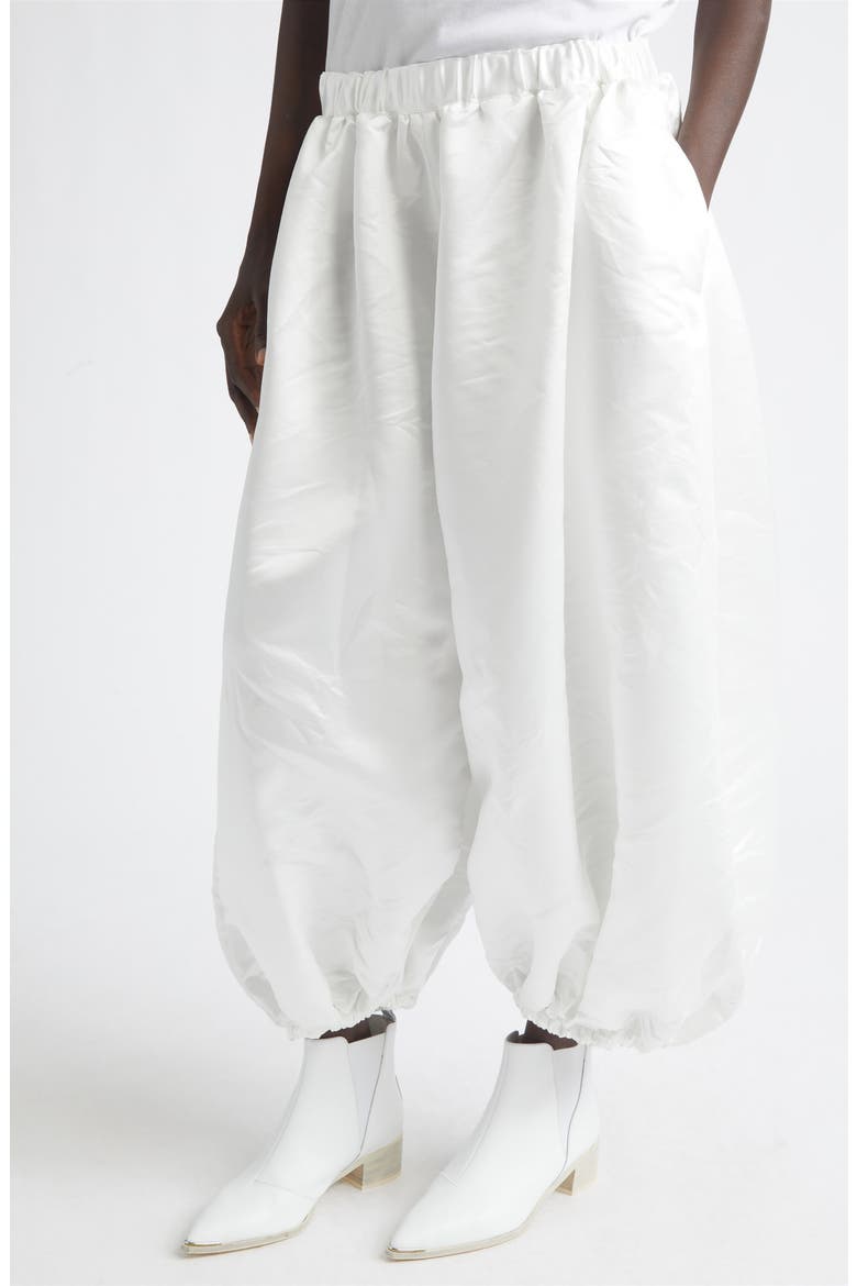 Crop Satin Balloon Pants, Alternate, color, WHITE
