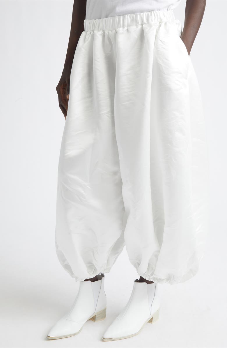 Comme des Garçons Crop Satin Balloon Pants, Alternate, color, White