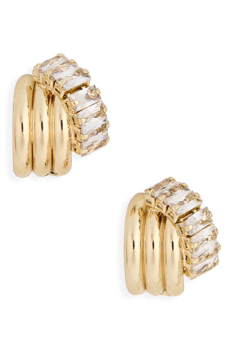 Crystal Multi Row Hoop Earrings, Main, color, GOLD