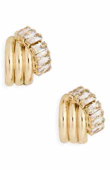 Crystal Multi Row Hoop Earrings