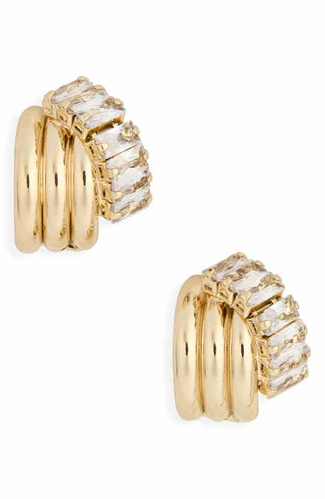 Crystal Multi Row Hoop Earrings