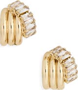 Panacea Crystal Multi Row Hoop Earrings
