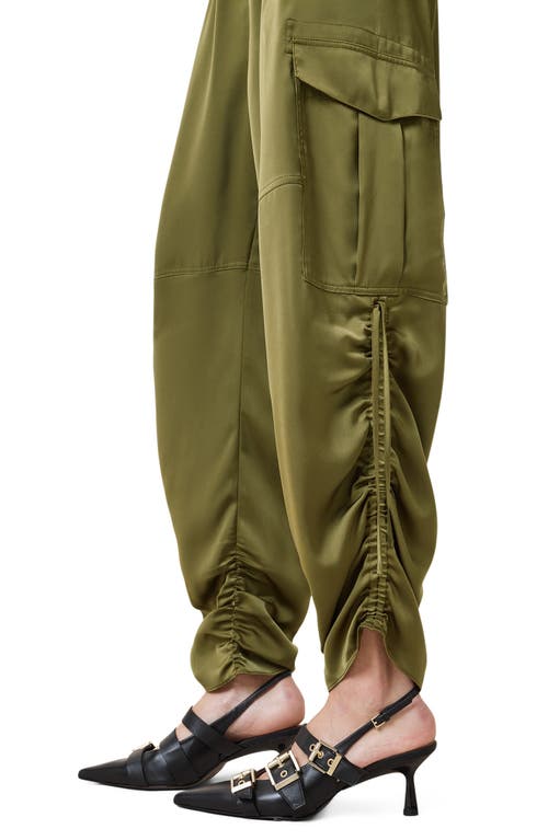 Allsaints Kaye Ruched Cargo Pants In Khaki Green