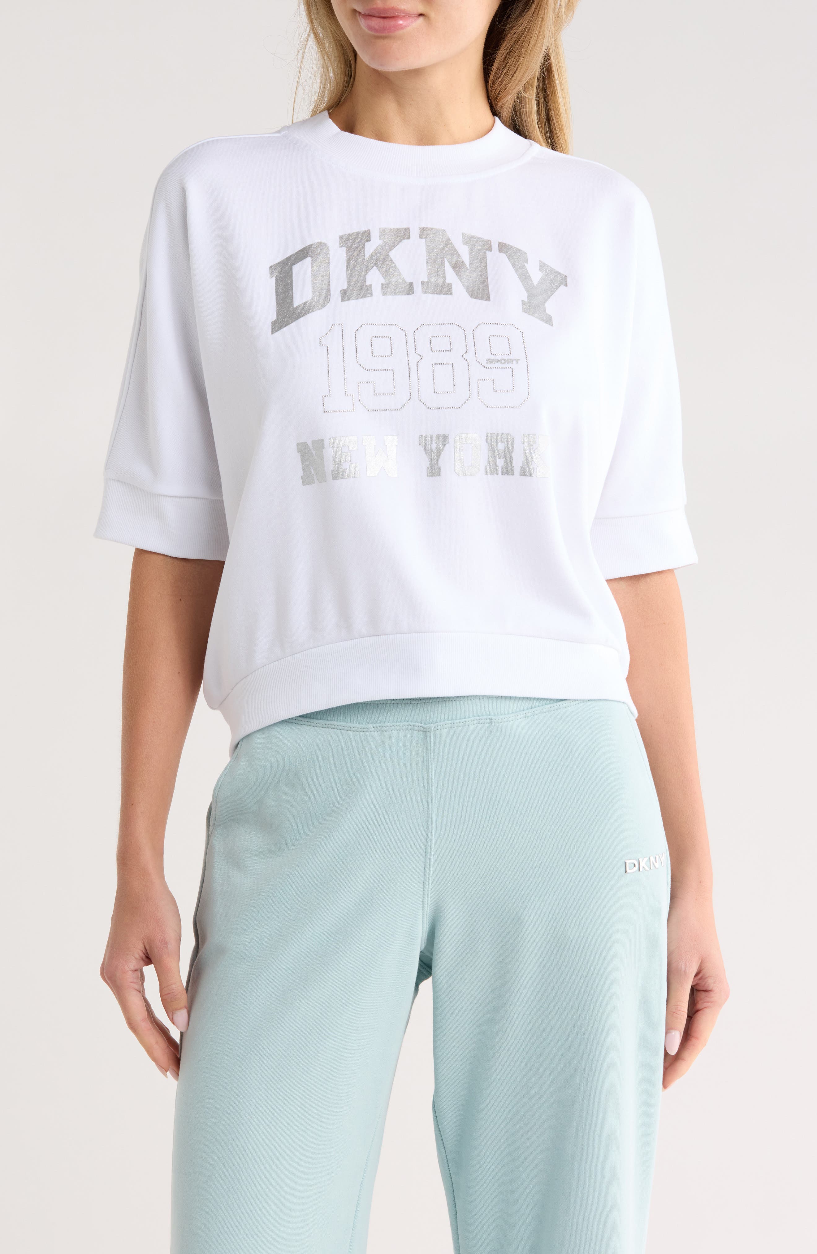 Rhinestone 1989 Logo Short Sleeve Crop Sweatshirt - image 3