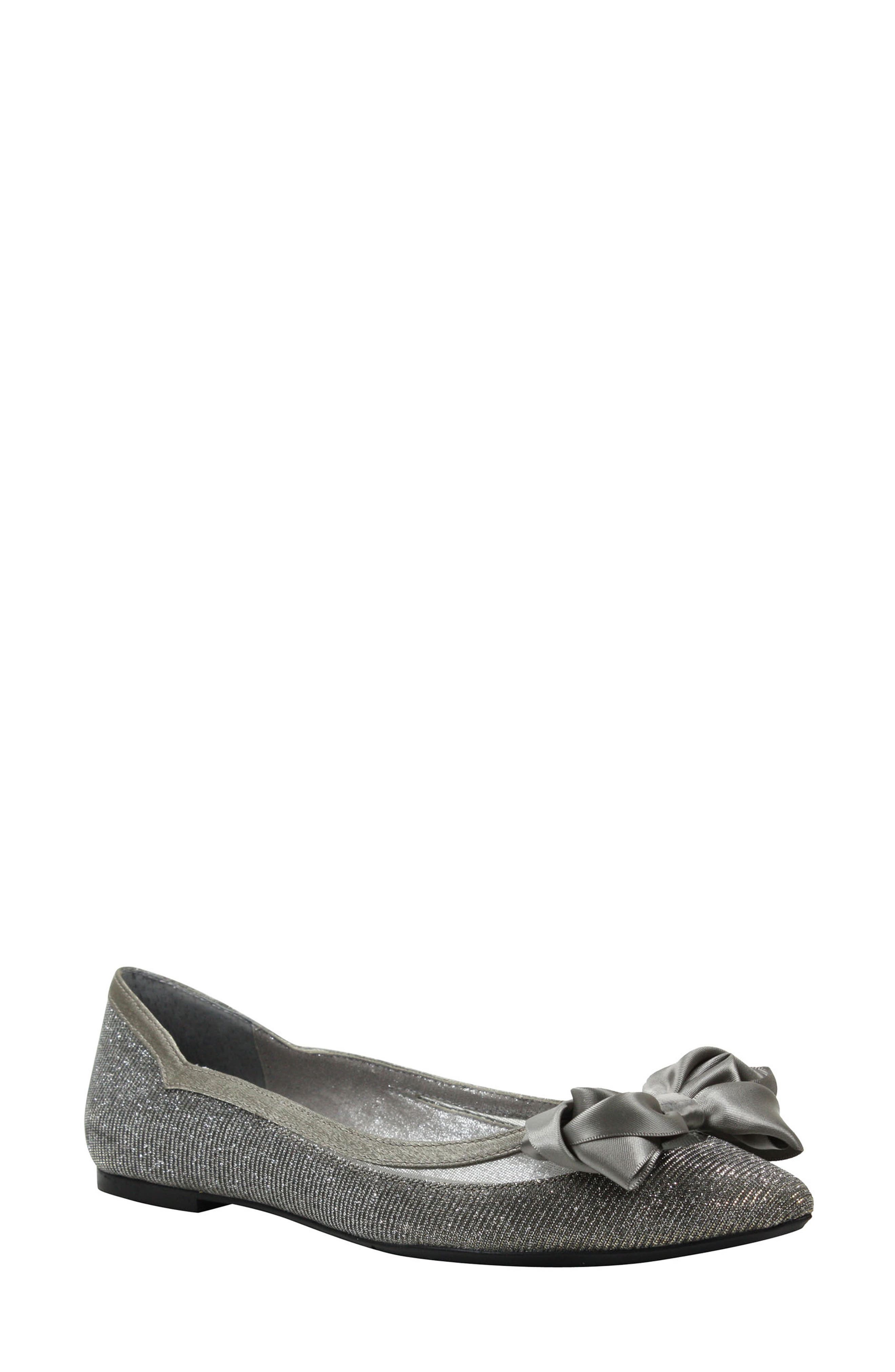 Allitson Bow Flat, Main, color, PEWTER FABRIC