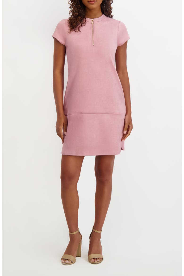 Faux Suede Shirtdress, Main, color, MAUVE