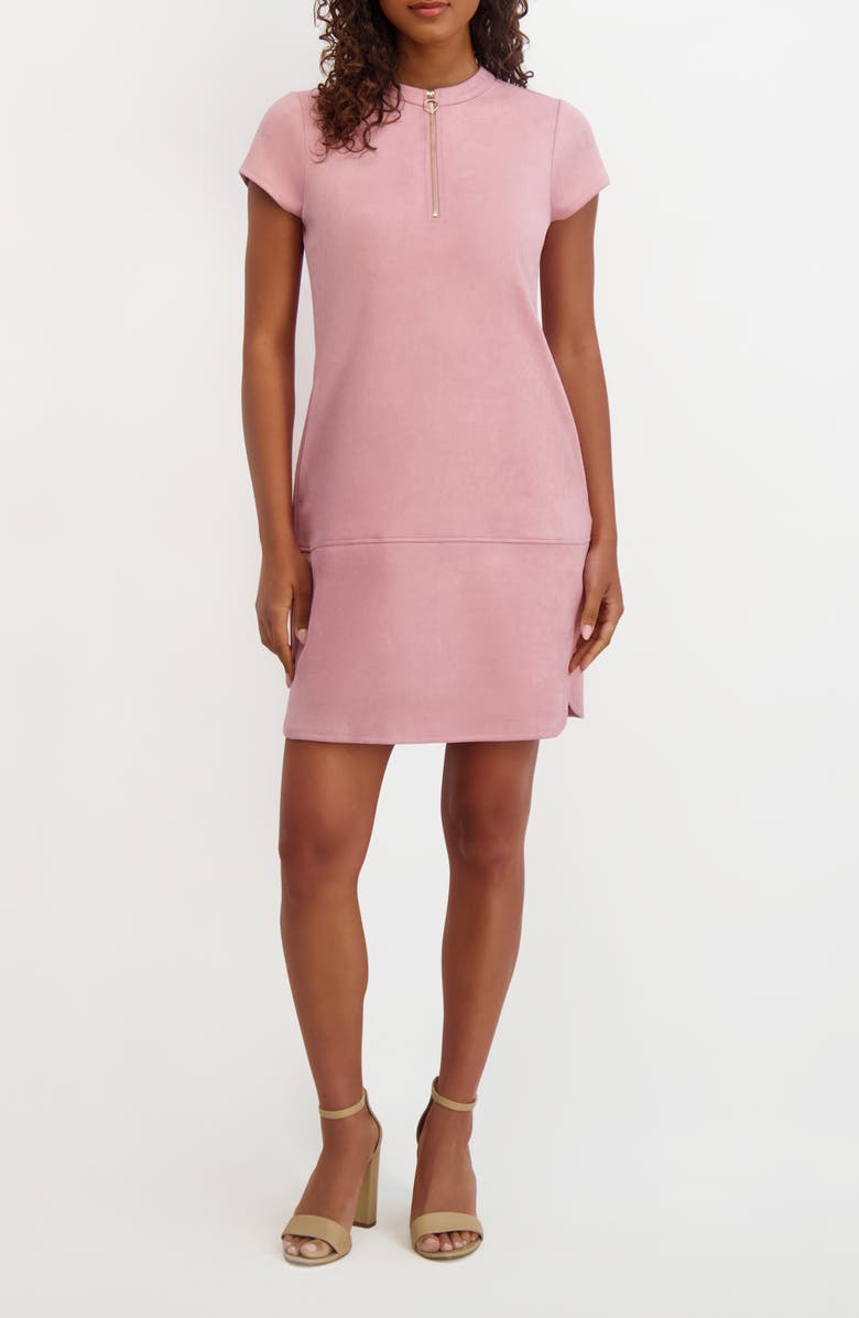 Kensie Faux Suede Shirtdress, Main, color, Mauve