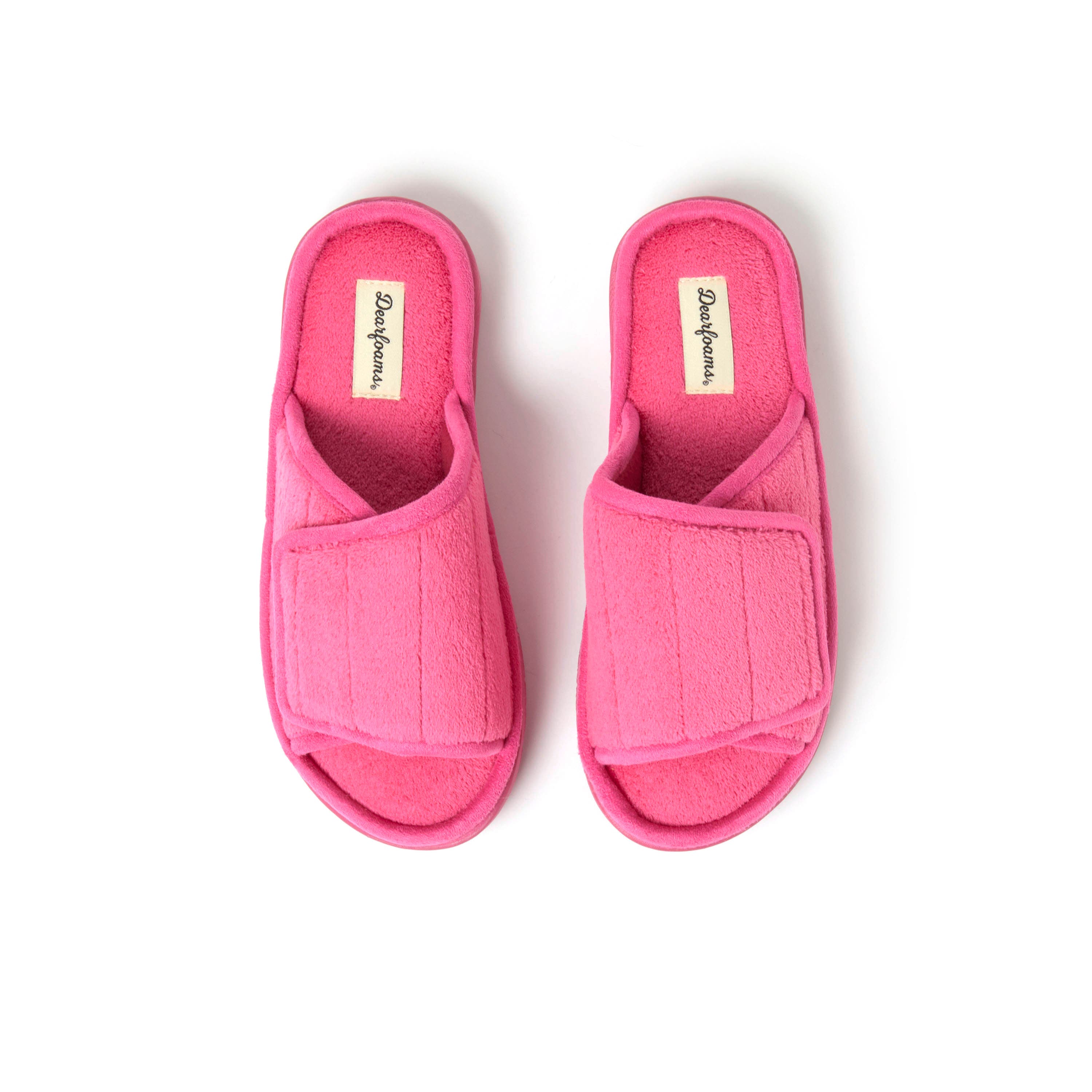 DEARFOAMS Mickey Terry Adjustable Shower Slide Slipper, Alternate, color, Paradise Pink