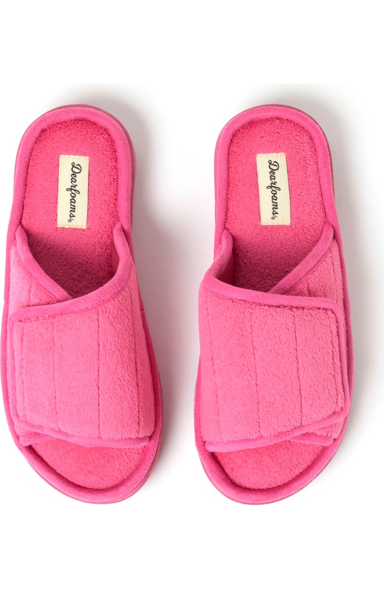 DEARFOAMS Mickey Terry Adjustable Shower Slide Slipper, Alternate, color, Paradise Pink