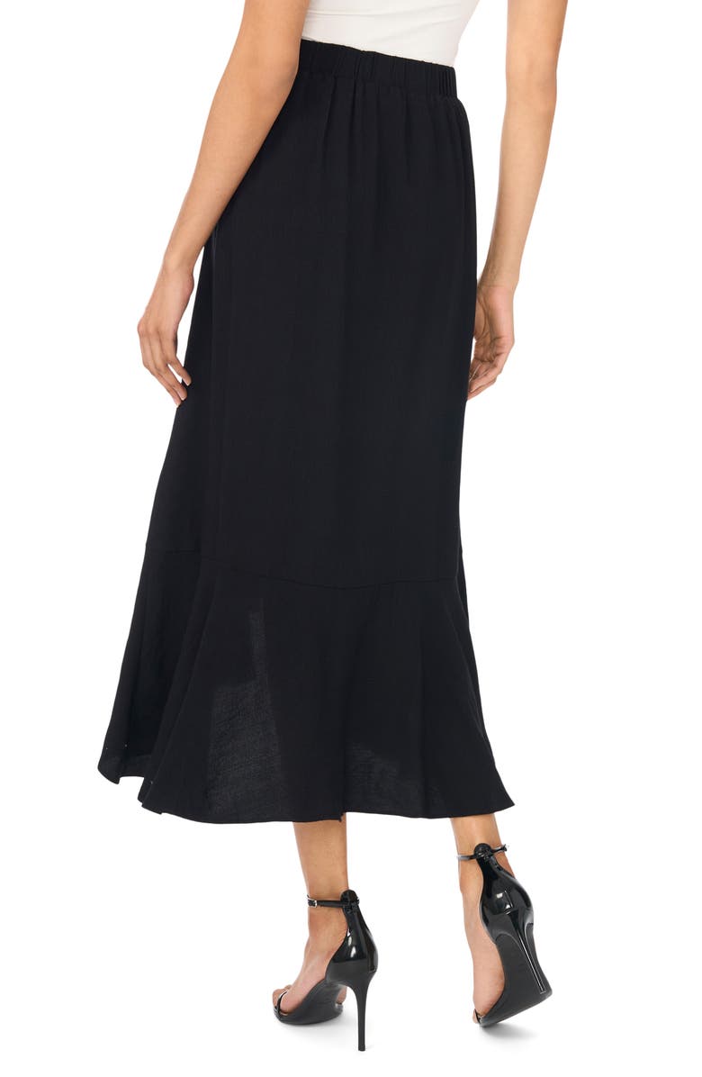 Vince Camuto Ruffle High-Low Midi Skirt, Alternate, color, Rich Black