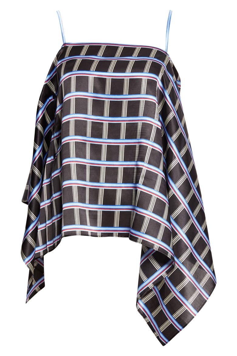 Check Slip Drape Silk & Cotton Top, Alternate, color, BLACK MULTI