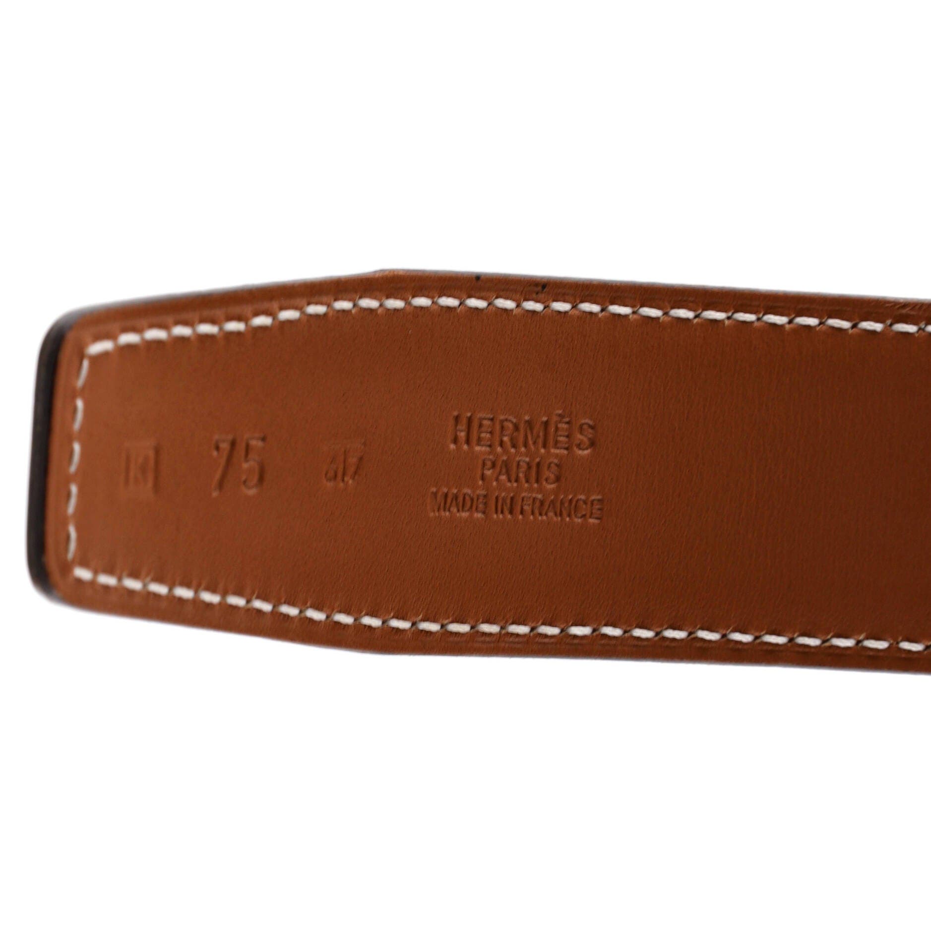 Pre-Owned Hermes Lucky H Belt Leather Medium, Alternate, color, Orange