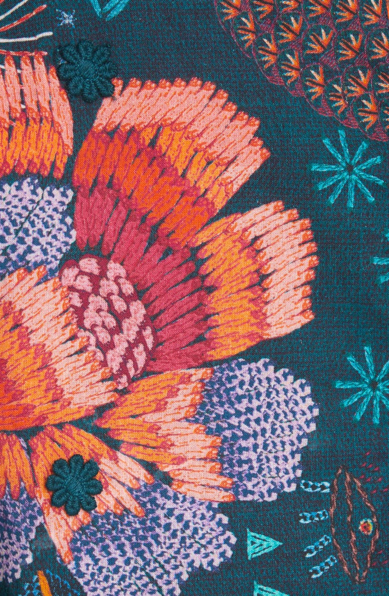 FARM Rio Teal River Creatures Cotton Blouse, Alternate, color, 