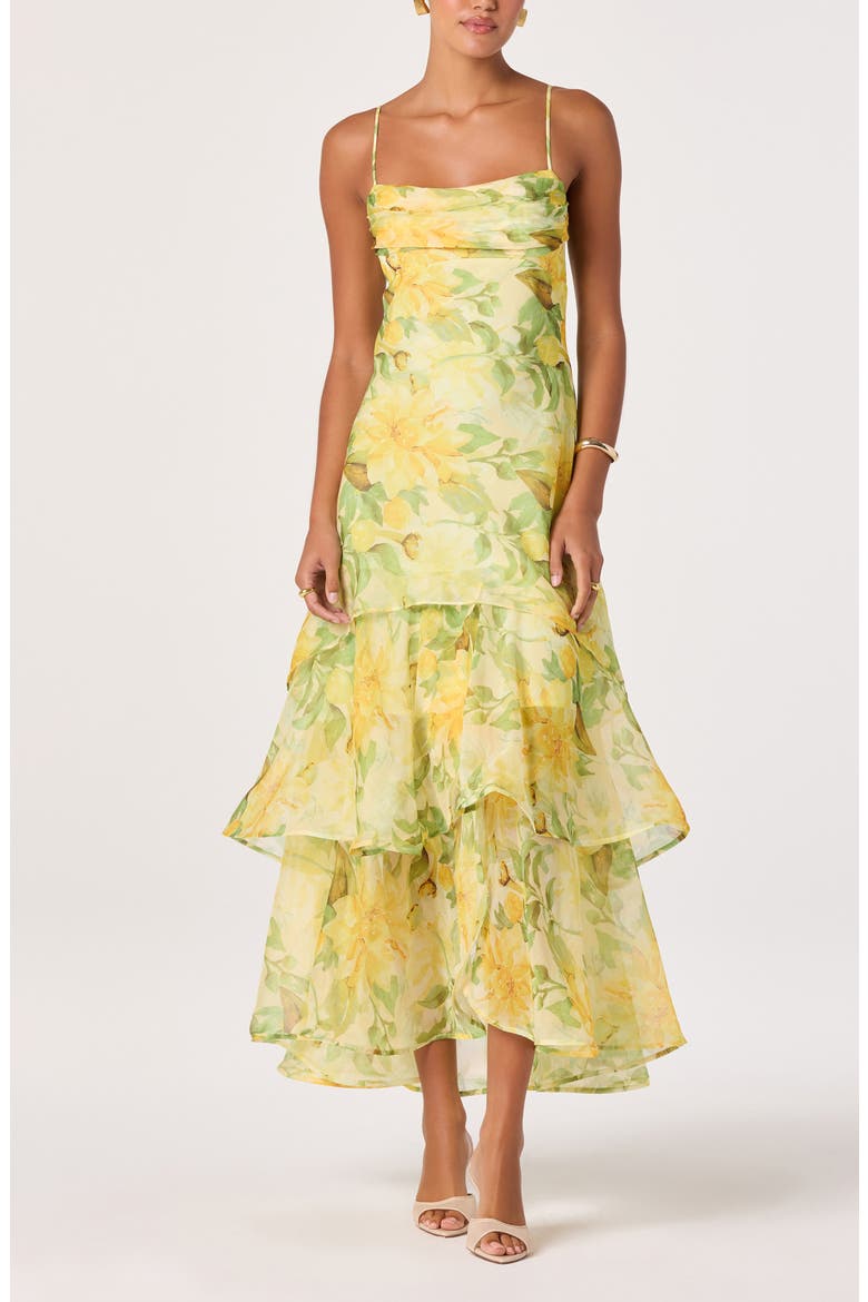 Alison Floral Tiered Ruffle Dress, Alternate, color, YELLOW FLORAL