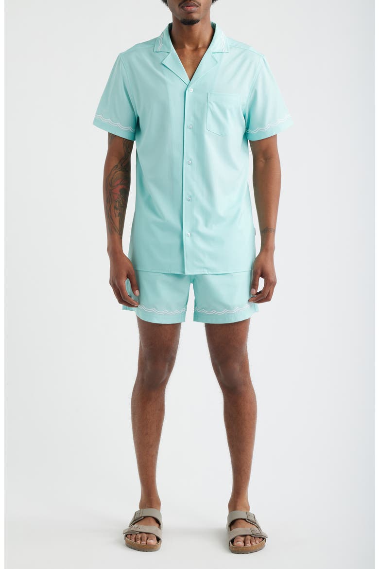 Beach Blue Waves Weekend Camp Shirt, Alternate, color, LIGHT BLUE