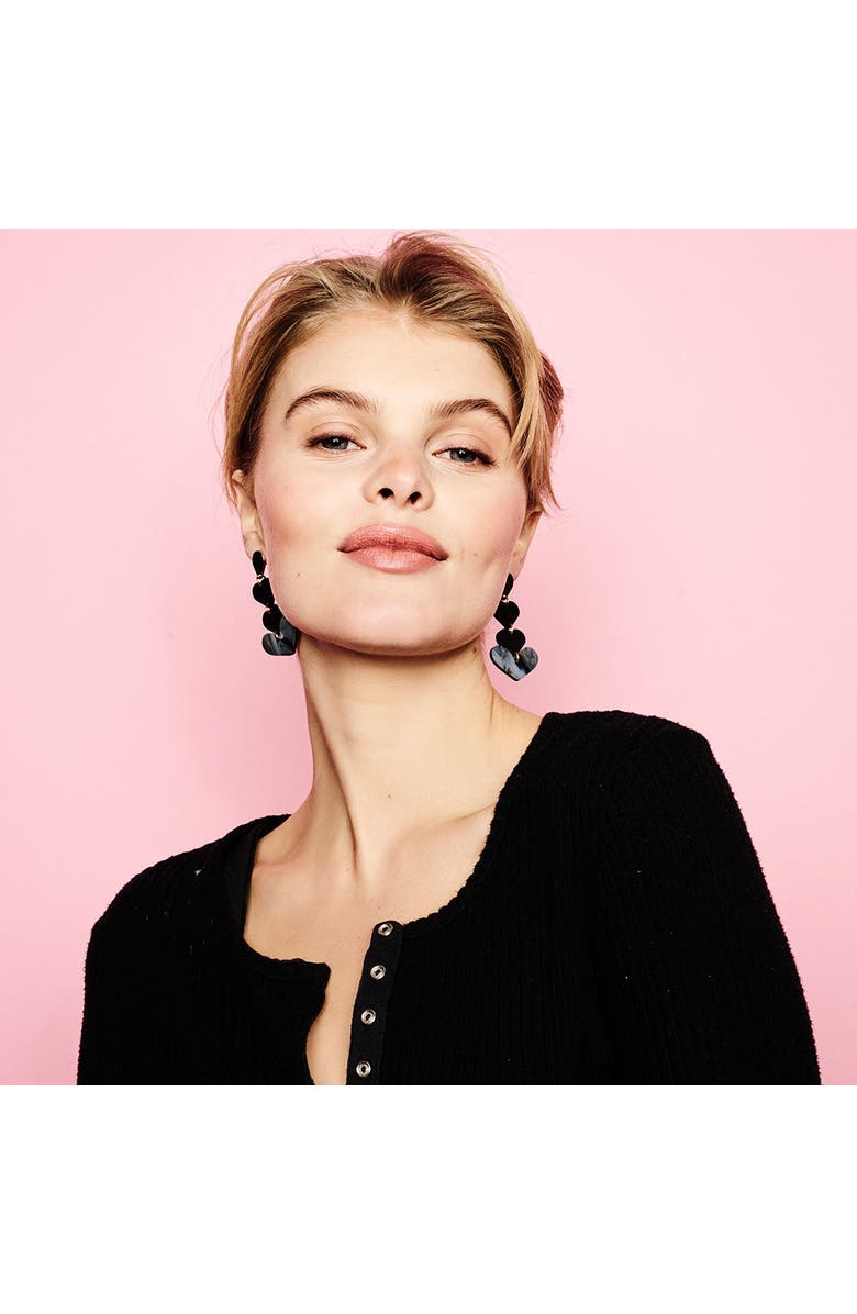 Toolally Heart Drop Earrings - Black, Alternate, color, Black