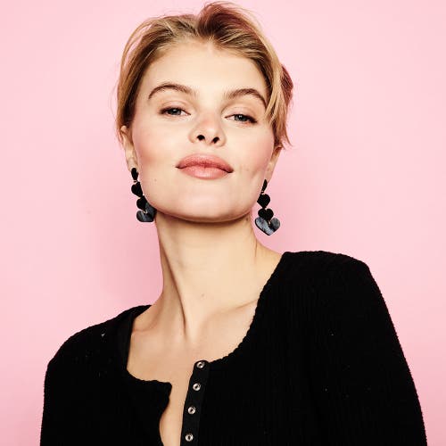 Toolally Heart Drop Earrings In Black