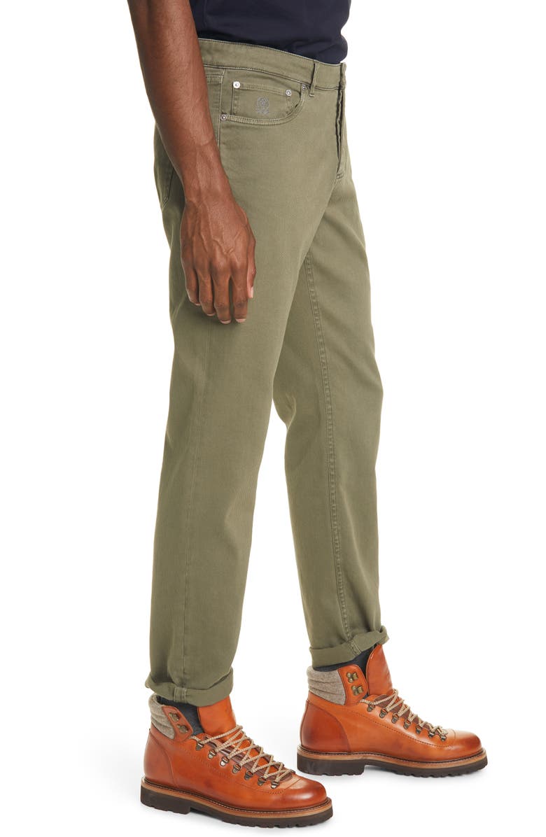 Brunello Cucinelli Brunello Cuccinelli Overdye Stretch Cotton Twill Pants, Alternate, color, Green
