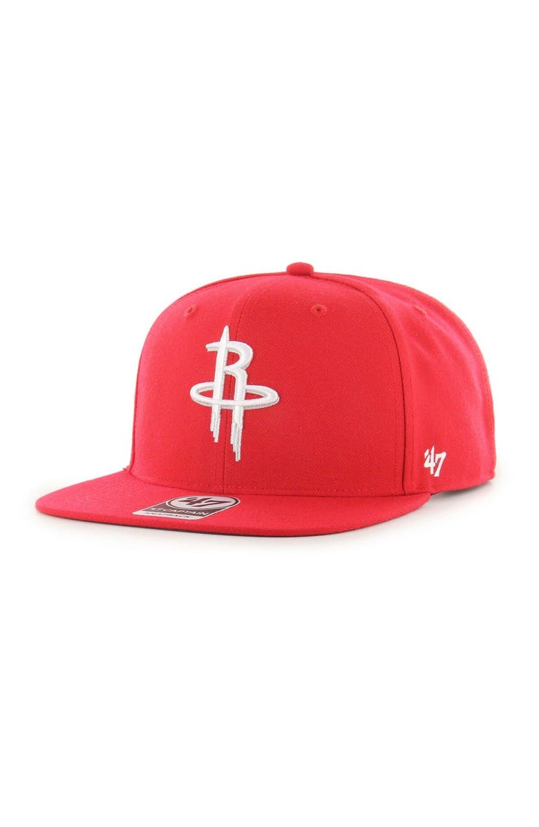'47 Men's '47  Red Houston Rockets Sure Shot Captain Snapback Hat, Alternate, color, 