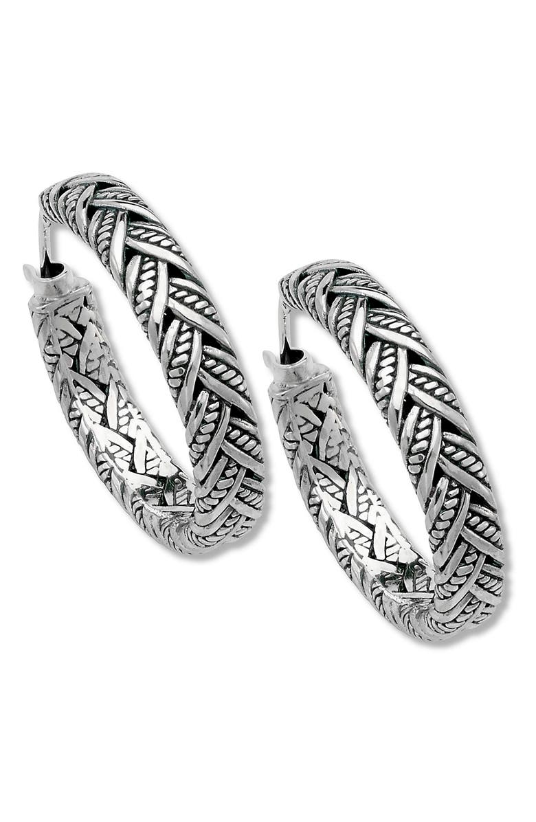 SAMUEL B. Sterling Silver Rope Design Hoop Earrings, Main, color, 