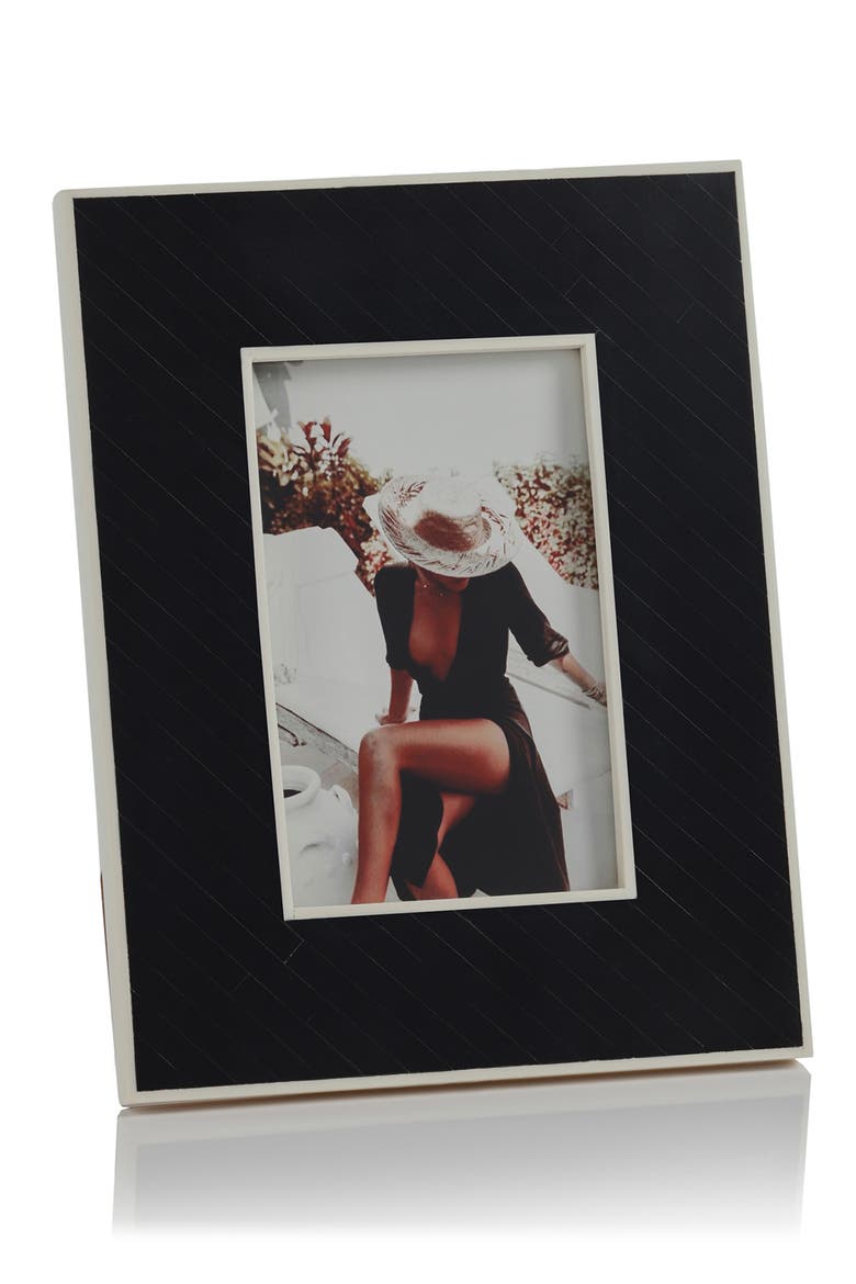 Inlay Design 6.75" x 8.75" Photo Frame, Main, color, WHITE/ BLACK