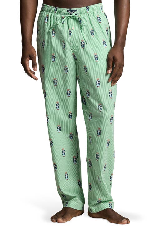 Stripe Bear Print Pajama Pants