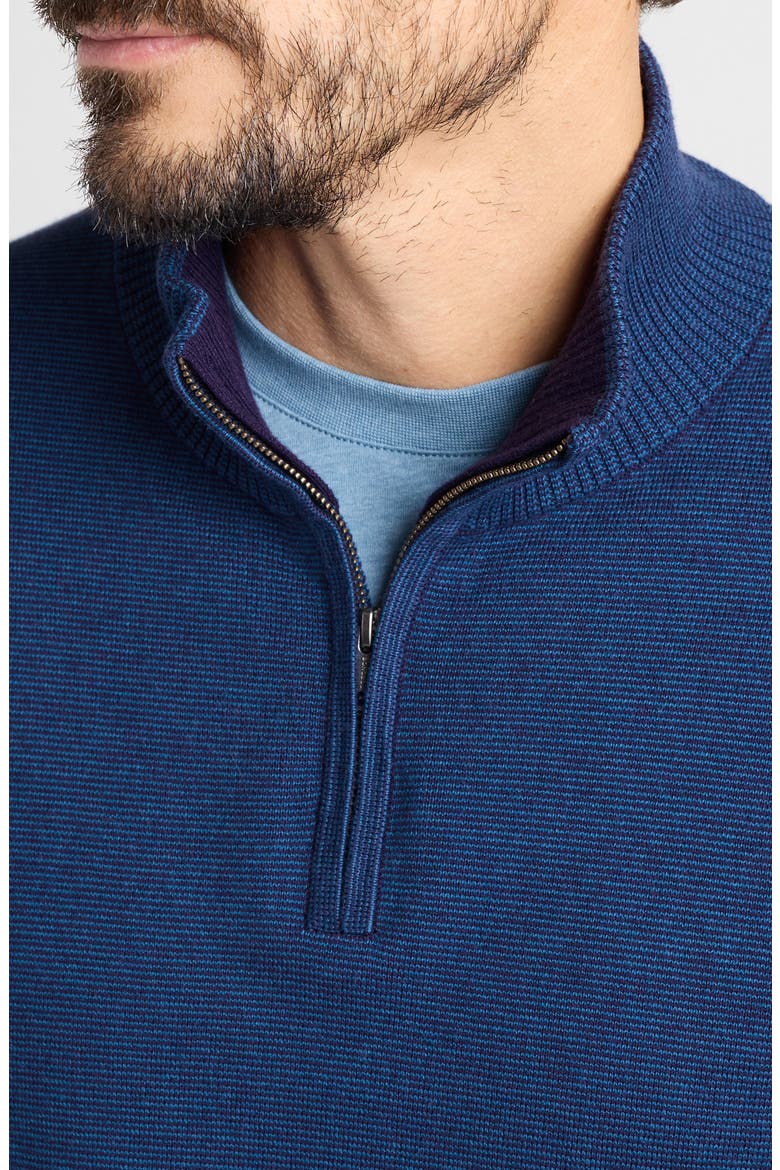 Cotton & Cashmere Quarter Zip Sweater, Alternate, color, MULTI BLUE FEEDER STRIPE