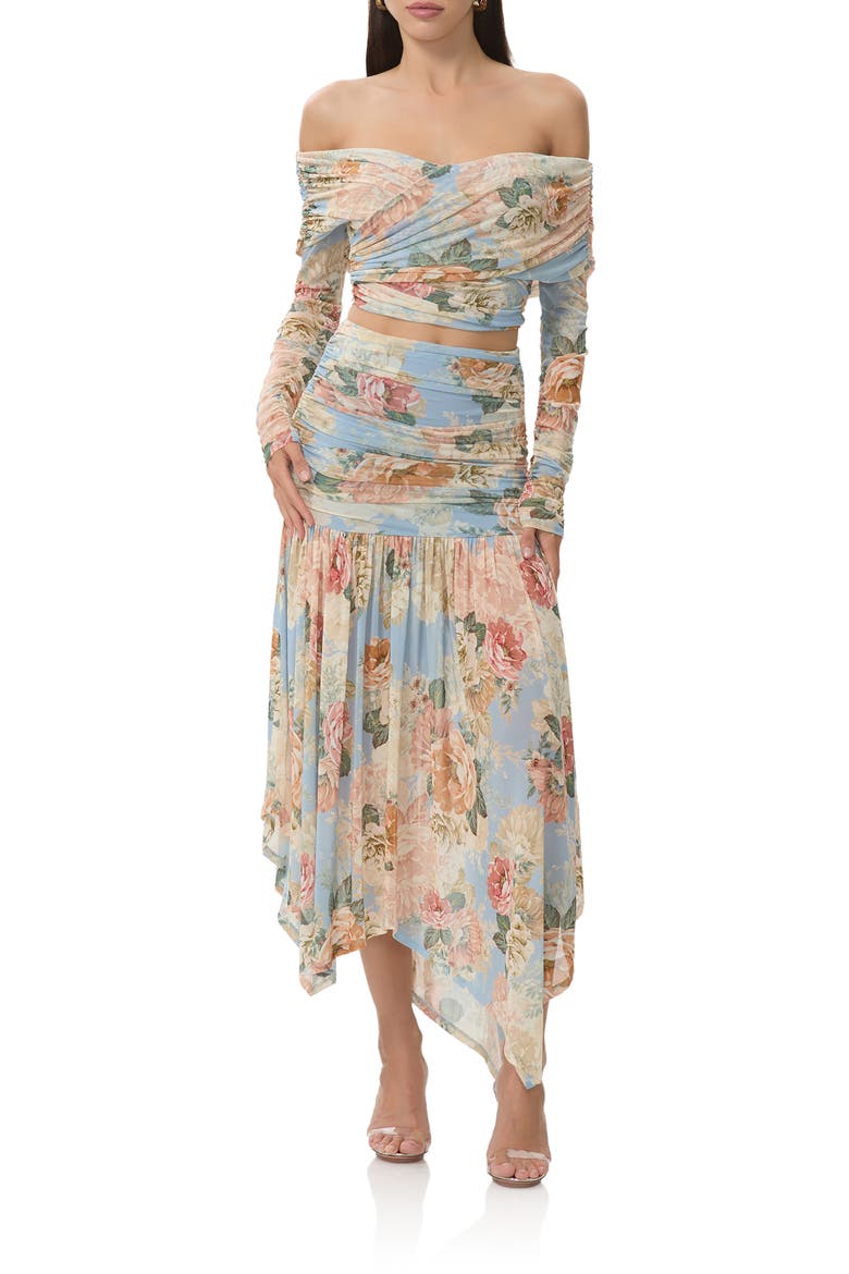 Dido Floral Off the Shoulder Crop Top, Alternate, color, SOFT SLATE BLOOM