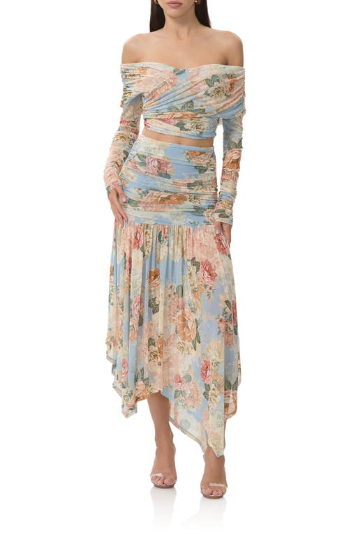 Afrm Dido Floral Off The Shoulder Crop Top In Multi