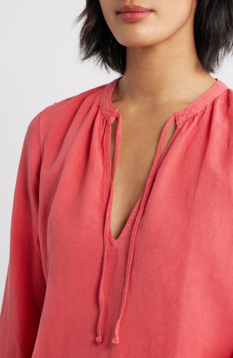 Cloth & Stone Shirred Linen Blend Top, Alternate, color, Rhubarb