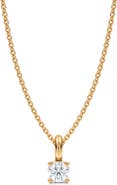 ALLUREZ Round Solitaire Lab Diamond 4-Prong Necklace 14K Yellow Gold