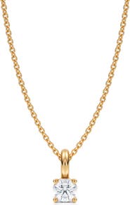 ALLUREZ Round Solitaire Lab Diamond 4-Prong Necklace 14K Yellow Gold