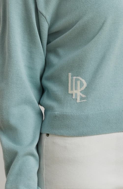 Ralph Lauren Lauren  Tipped Cardigan In Aqua Pearl/mascarpone Cream