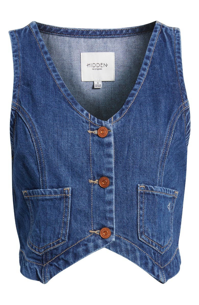 HIDDEN JEANS Supersoft Crop Denim Vest, Alternate, color, Dark Wash