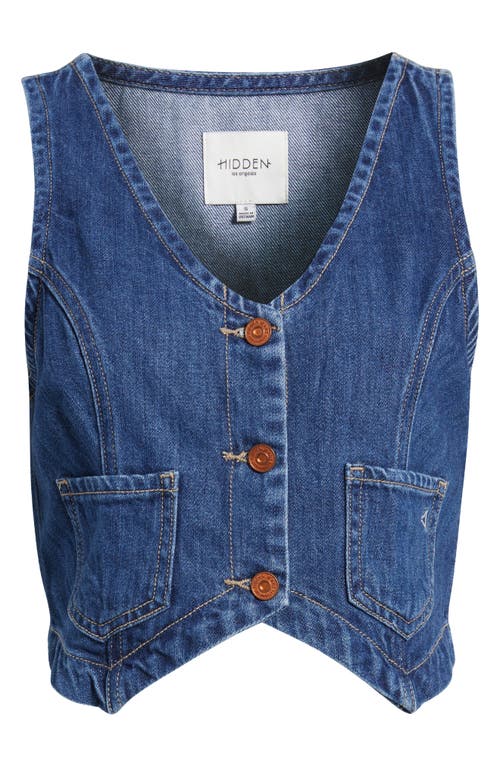 Shop Hidden Jeans Supersoft Crop Denim Vest In Dark Wash