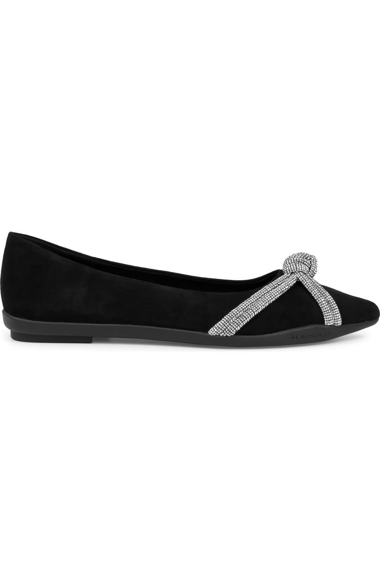 Aerosoles Damir Suede Crystal Embellished Flat, Alternate, color, Black Suede
