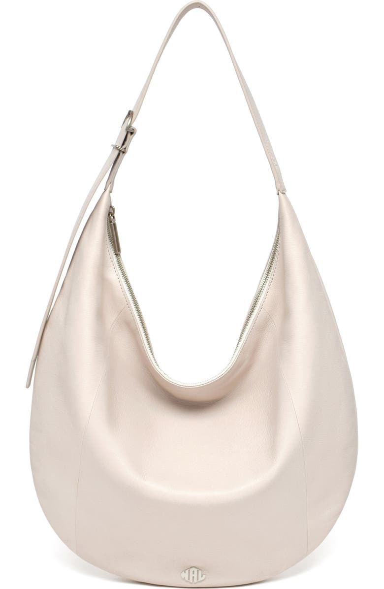 New Amsterdam Leatherworks Wyatt Leather Oversized Hobo Bag, Main, color, Ivory