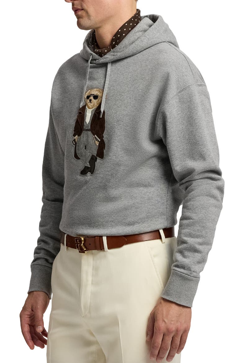 Felpa Bear Appliqué Cotton & Cashmere Hoodie, Alternate, color, CLASSIC LIGHT GREY MELANGE