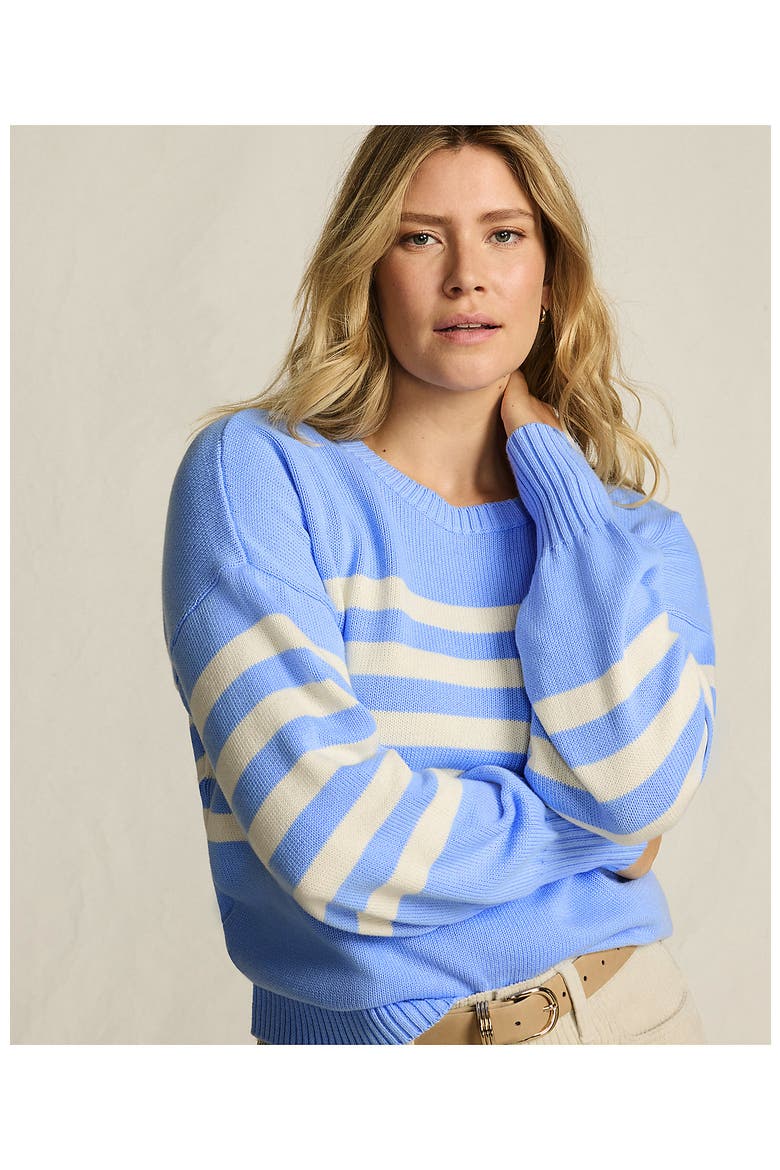 Drifter Jersey Crewneck Sweater, Alternate, color, Clear Blue/Ivory Placed Stripe