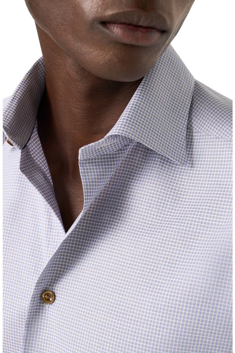 Slim Fit Check Organic Cotton Twill Dress Shirt, Alternate, color, BLUE