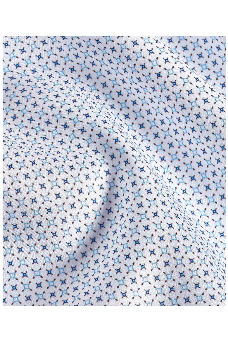 Trim Fit Geometric Print Cotton Herringbone Dress Shirt, Alternate, color, WHITE/ CHOCOLATE