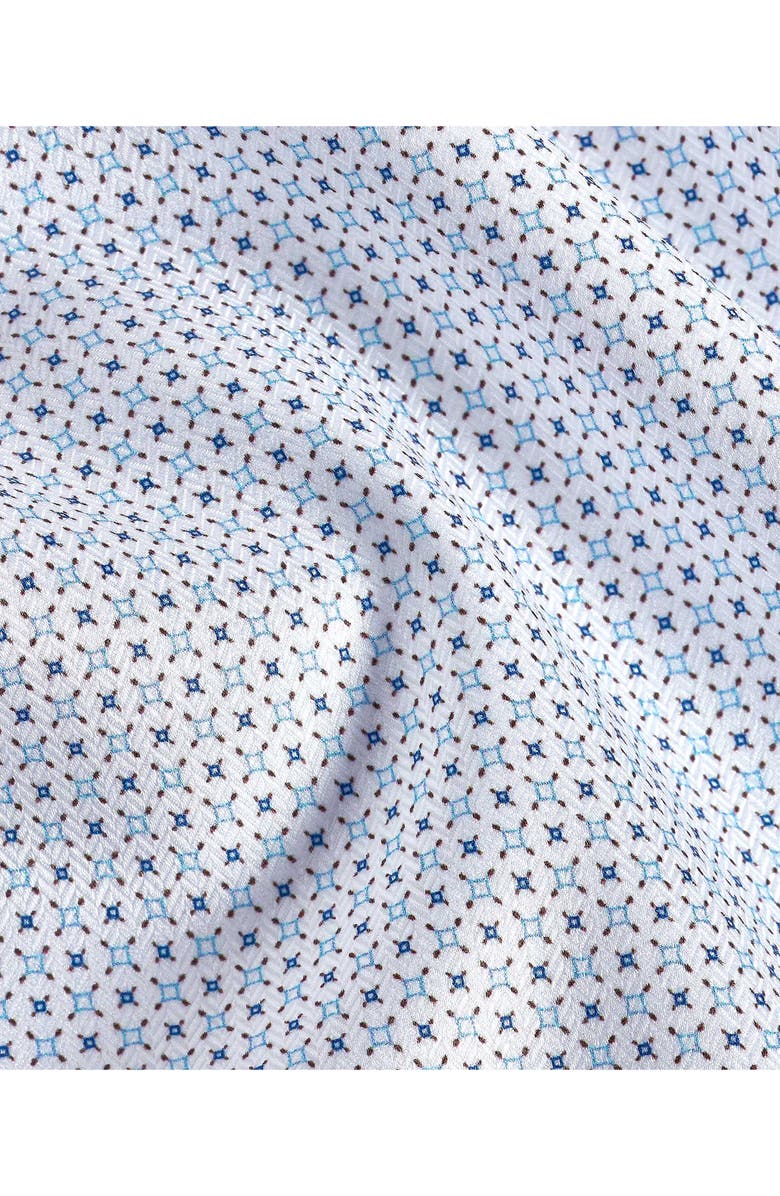 David Donahue Trim Fit Geometric Print Cotton Herringbone Dress Shirt, Alternate, color, White/ Chocolate