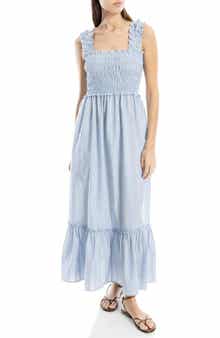 MAX STUDIO Wide Strap Smocked Maxi Dress