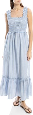 MAX STUDIO Wide Strap Smocked Maxi Dress