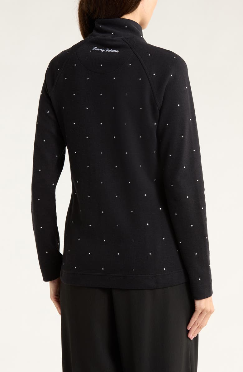 Tommy Bahama Aruba Rhinestone Zip Cardigan, Alternate, color, Black